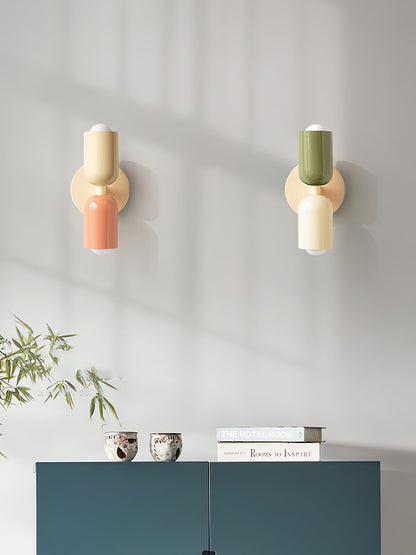Wall-Mounted Double Plug-In Lamp | Metal | Black & Multi-Color Shades