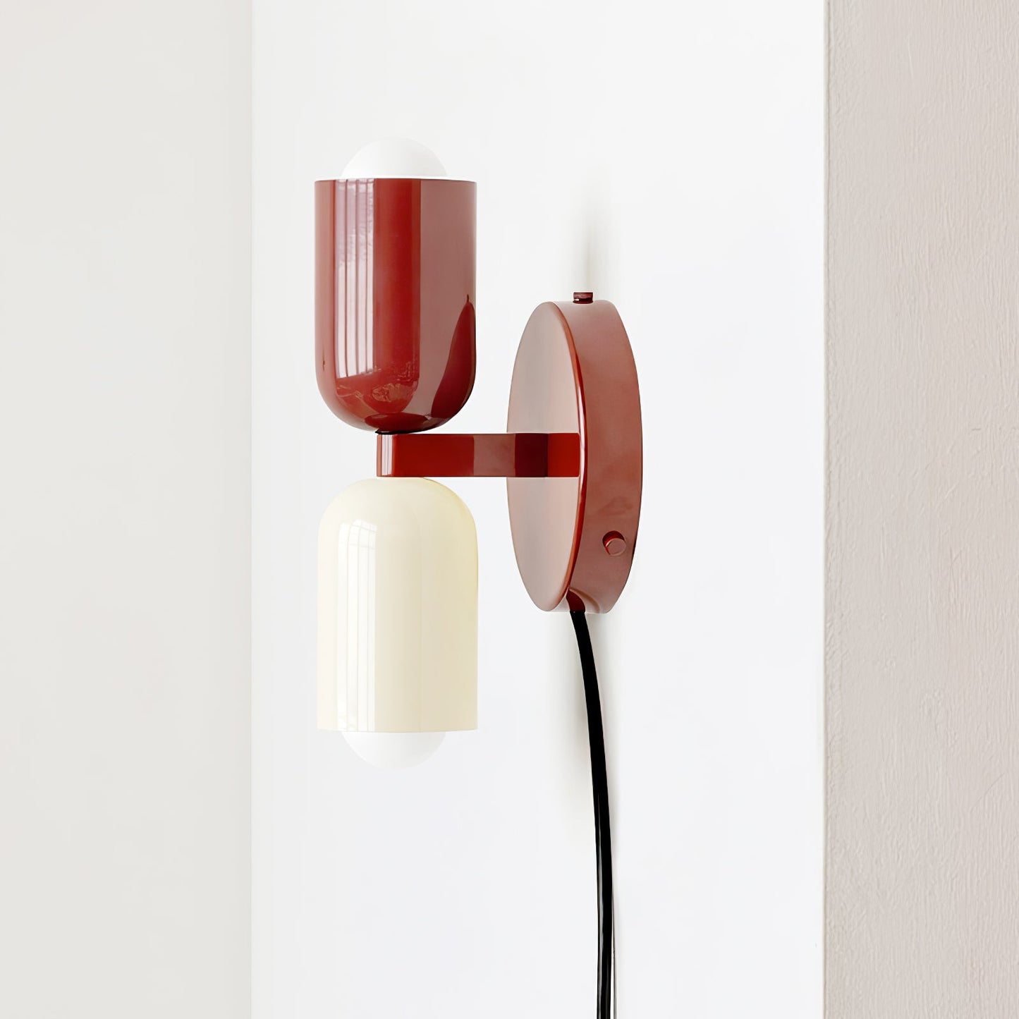 Wall-Mounted Double Plug-In Lamp | Metal | Black & Multi-Color Shades
