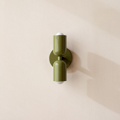 Wall-Mounted Double Plug-In Lamp | Metal | Black & Multi-Color Shades