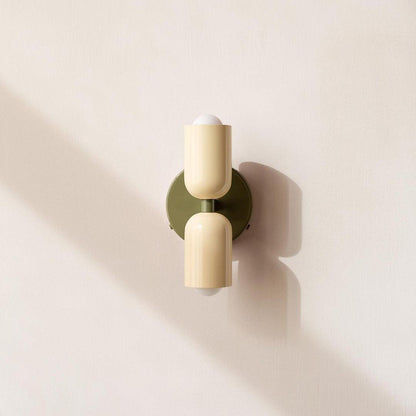 Wall-Mounted Double Plug-In Lamp | Metal | Black & Multi-Color Shades