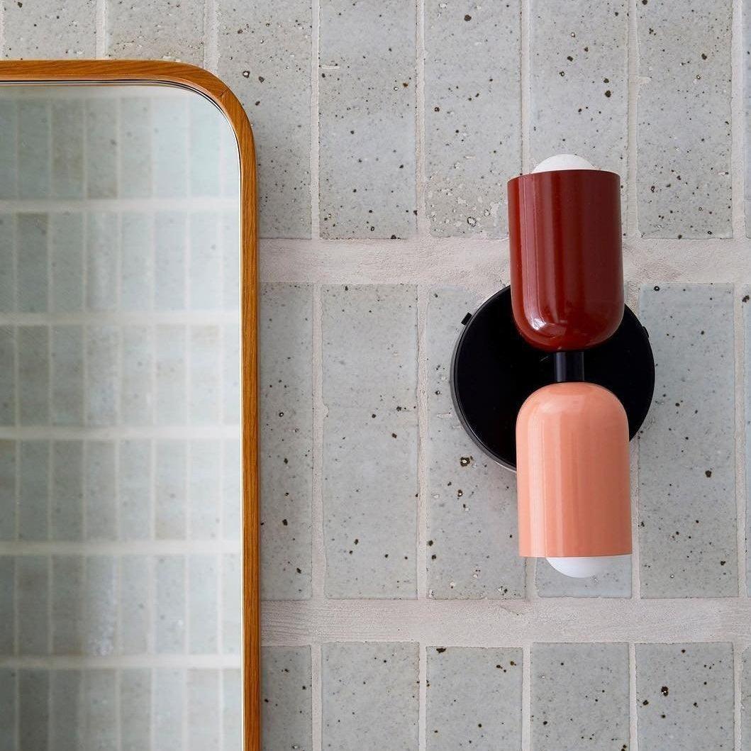Wall-Mounted Double Plug-In Lamp | Metal | Black & Multi-Color Shades