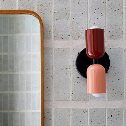 Wall-Mounted Double Plug-In Lamp | Metal | Black & Multi-Color Shades