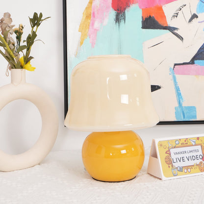 Mushroom Table Lamp | Enamel Glass | Creamy Yellow