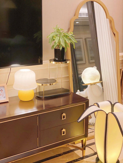Mushroom Table Lamp | Enamel Glass | Creamy Yellow