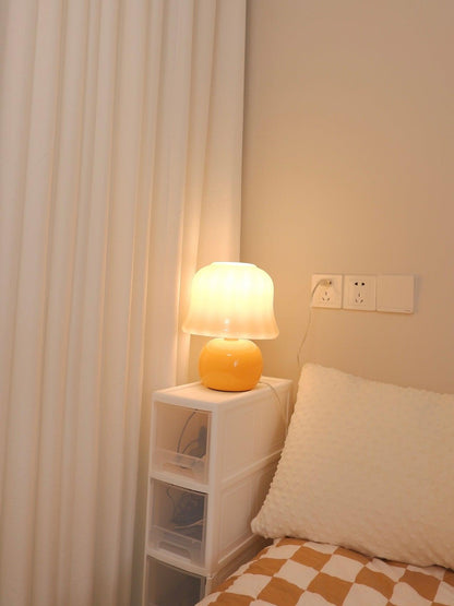 Mushroom Table Lamp | Enamel Glass | Creamy Yellow