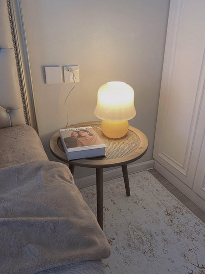 Mushroom Table Lamp | Enamel Glass | Creamy Yellow