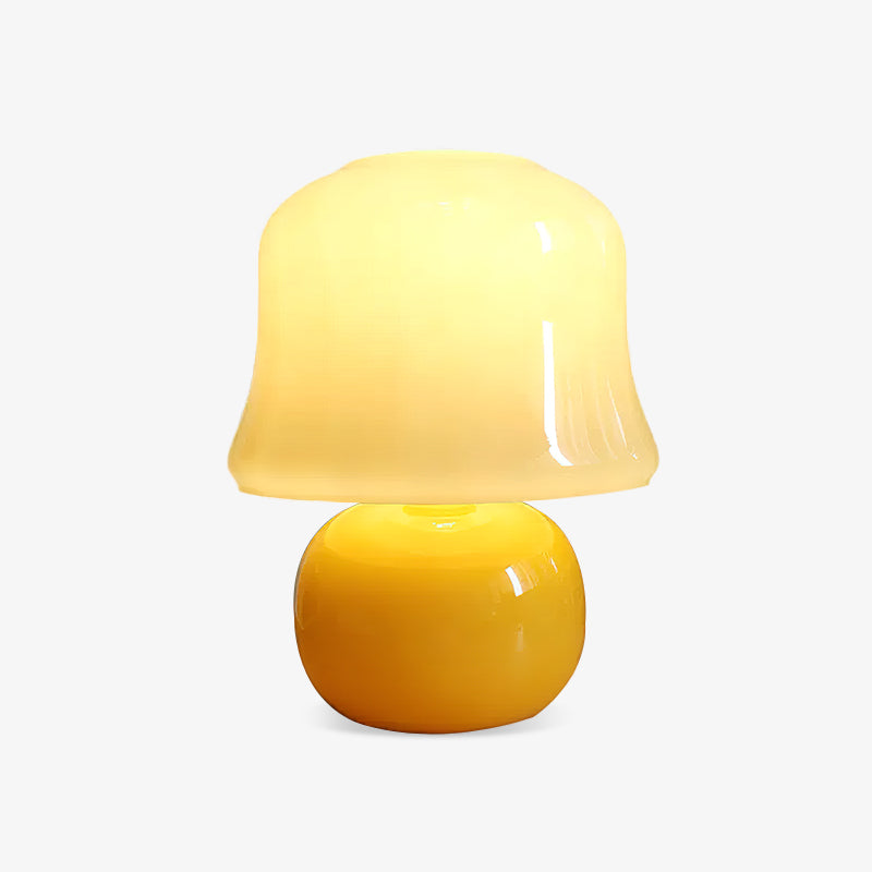 Mushroom Table Lamp | Enamel Glass | Creamy Yellow