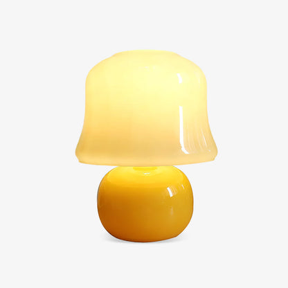 Mushroom Table Lamp | Enamel Glass | Creamy Yellow