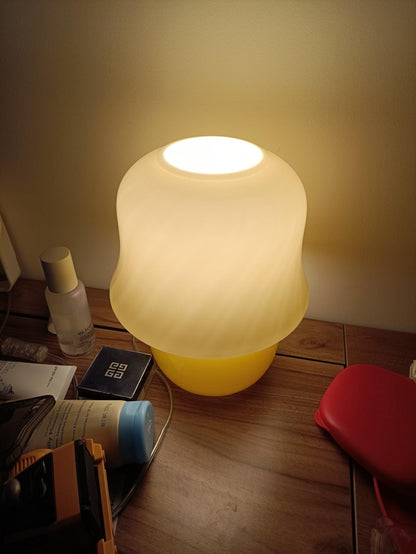 Mushroom Table Lamp | Enamel Glass | Creamy Yellow