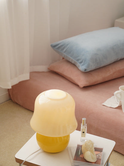 Mushroom Table Lamp | Enamel Glass | Creamy Yellow