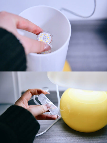 Mushroom Table Lamp | Enamel Glass | Creamy Yellow