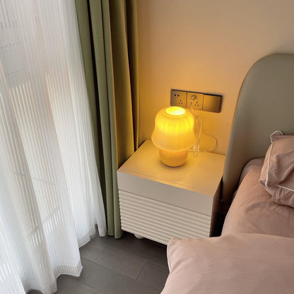 Mushroom Table Lamp | Enamel Glass | Creamy Yellow