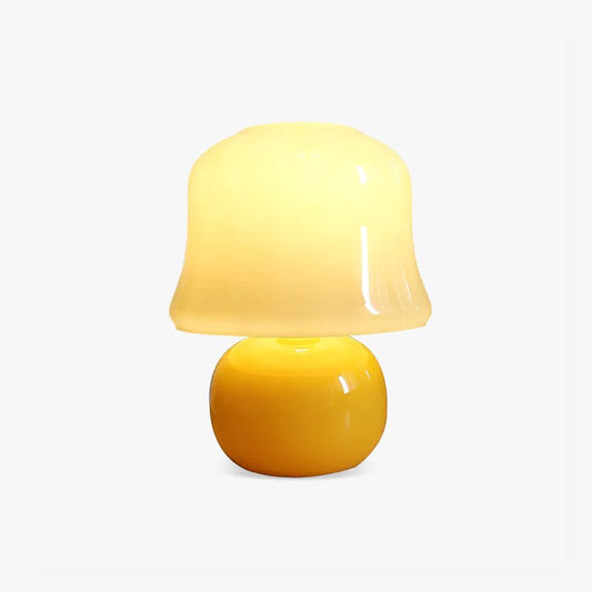 Mushroom Table Lamp | Enamel Glass | Creamy Yellow