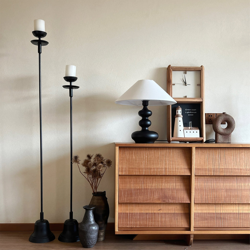 Creative Gourd Table Lamp | Metal, Ash Wood & Fabric | Walnut, Black or White