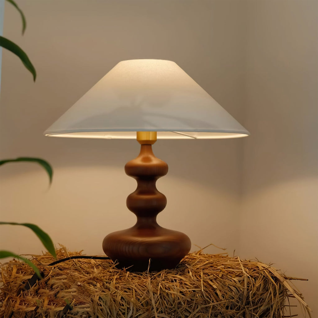 Creative Gourd Table Lamp | Metal, Ash Wood & Fabric | Walnut, Black or White