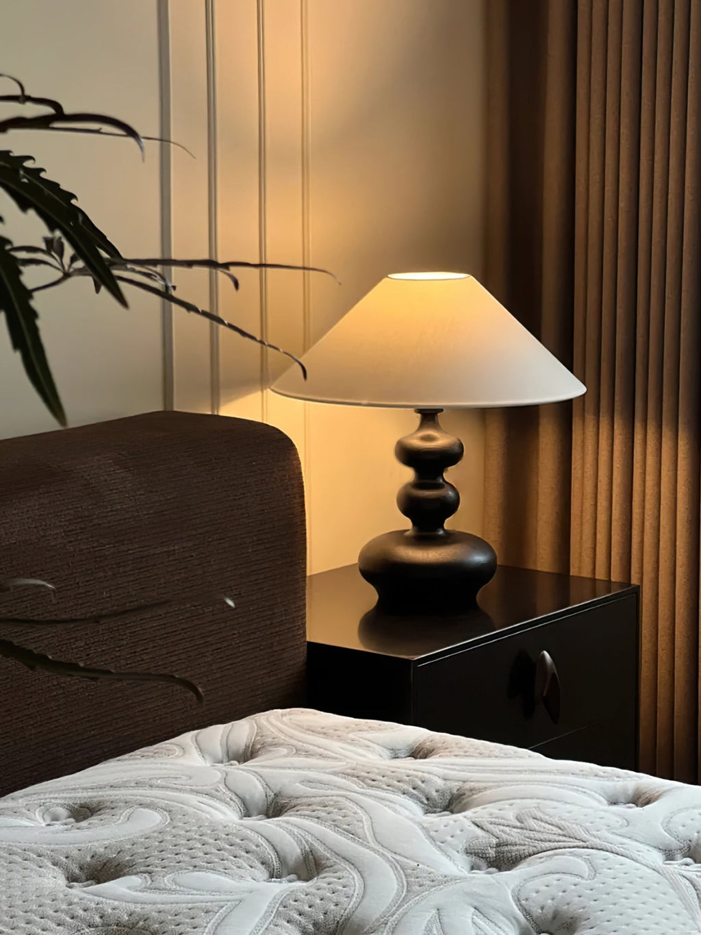 Creative Gourd Table Lamp | Metal, Ash Wood & Fabric | Walnut, Black or White