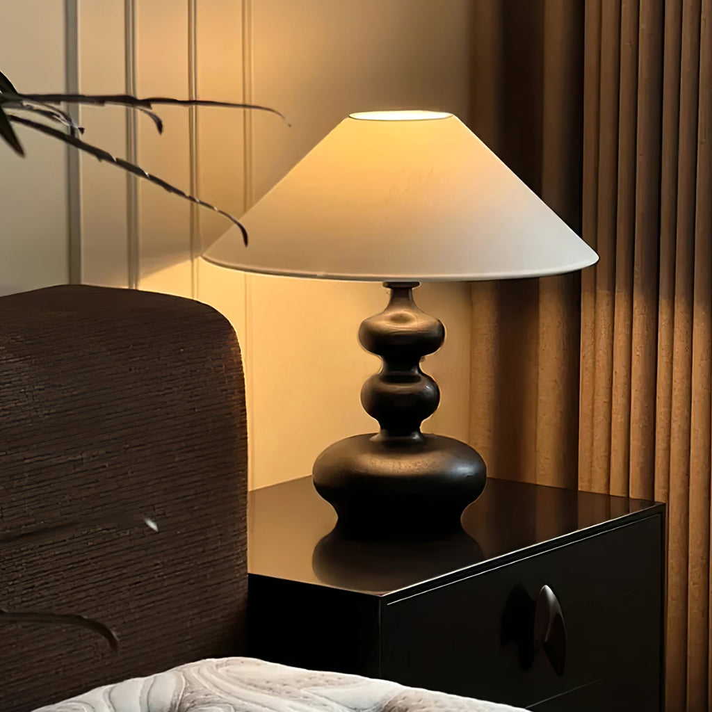 Creative Gourd Table Lamp | Metal, Ash Wood & Fabric | Walnut, Black or White