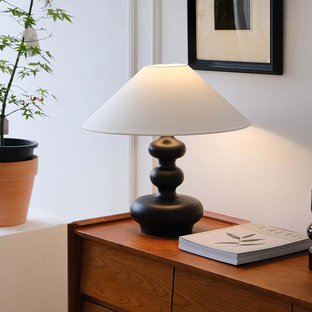 Creative Gourd Table Lamp | Metal, Ash Wood & Fabric | Walnut, Black or White