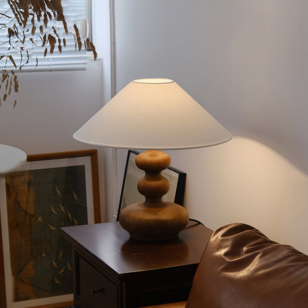 Creative Gourd Table Lamp | Metal, Ash Wood & Fabric | Walnut, Black or White