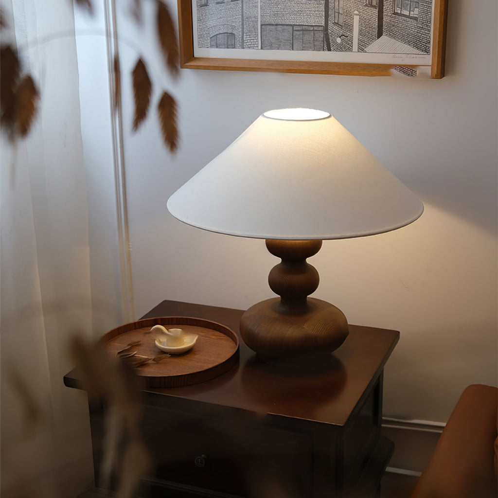 Creative Gourd Table Lamp | Metal, Ash Wood & Fabric | Walnut, Black or White