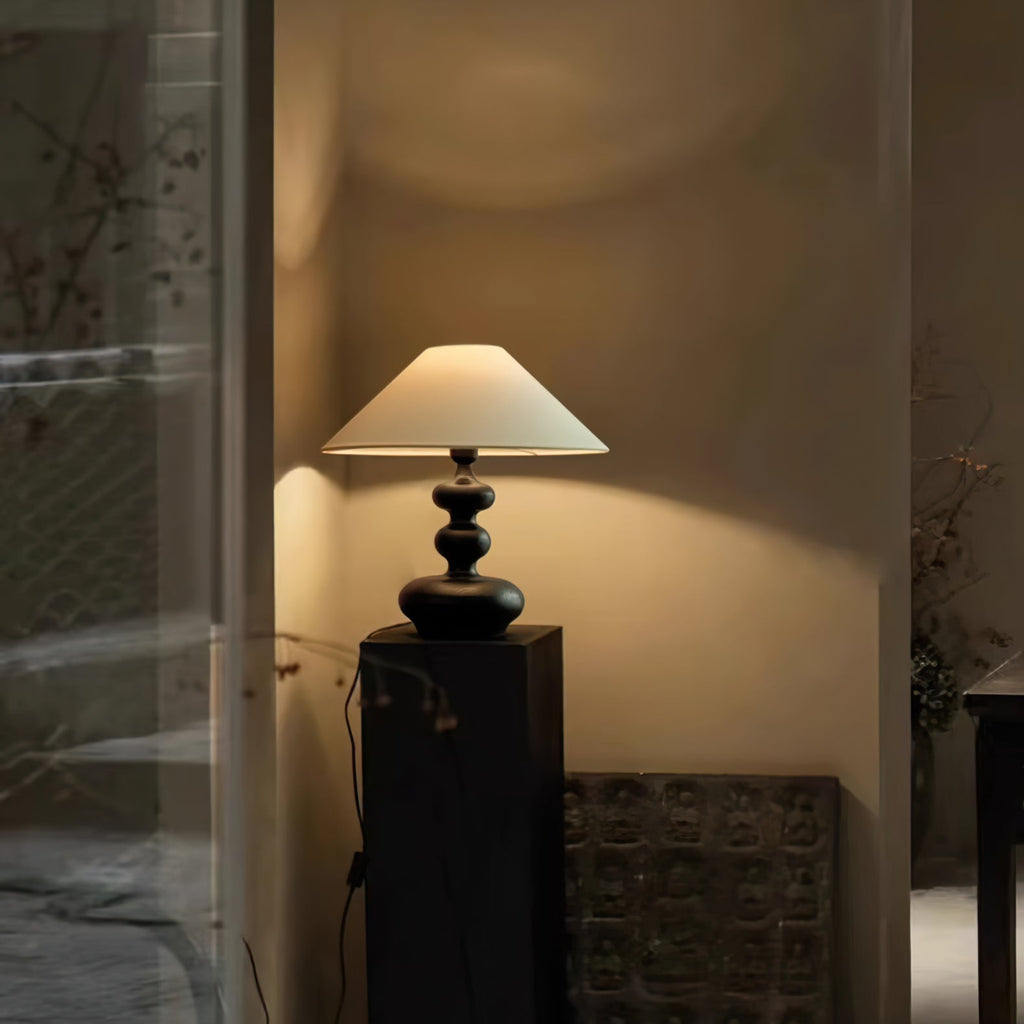 Creative Gourd Table Lamp | Metal, Ash Wood & Fabric | Walnut, Black or White