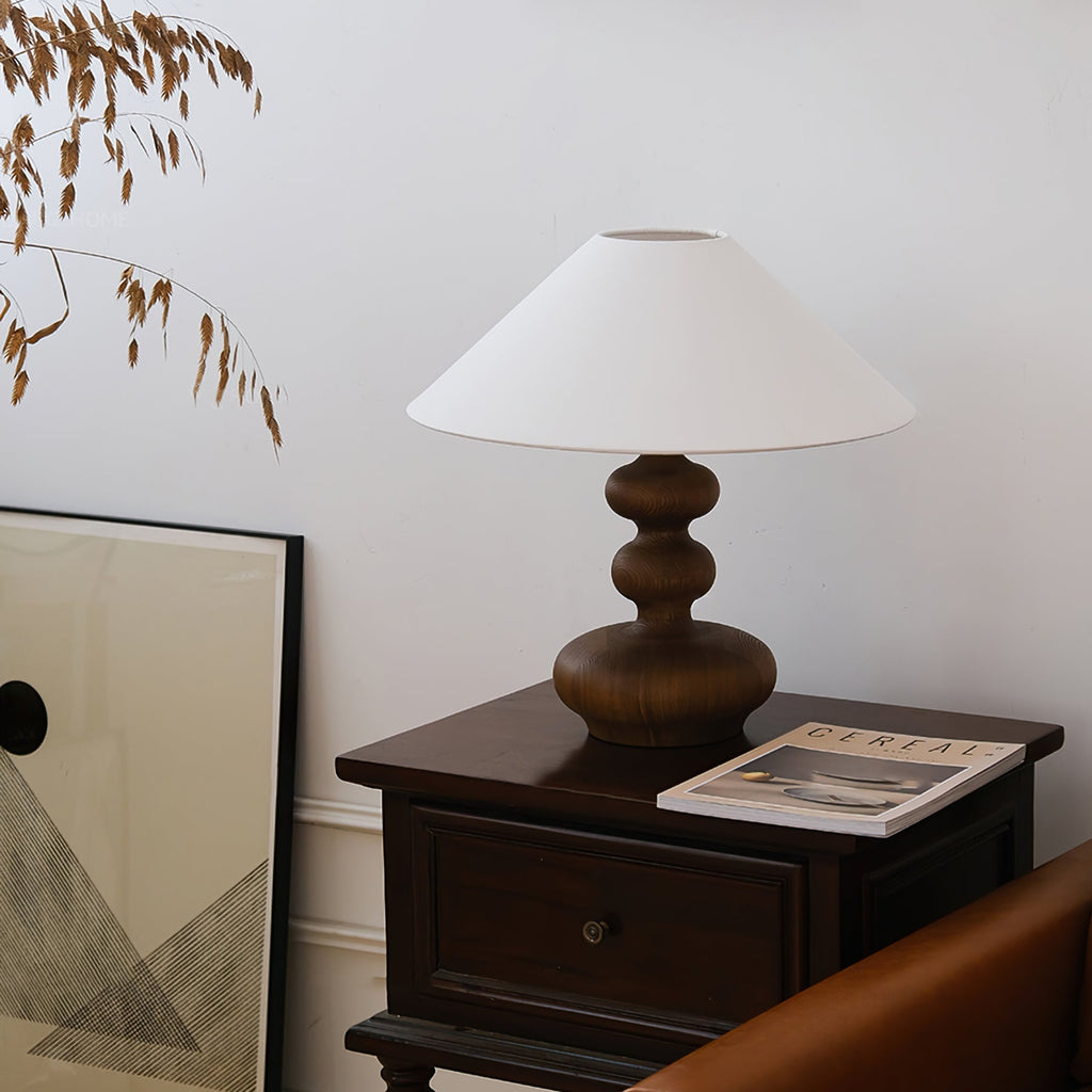 Creative Gourd Table Lamp | Metal, Ash Wood & Fabric | Walnut, Black or White