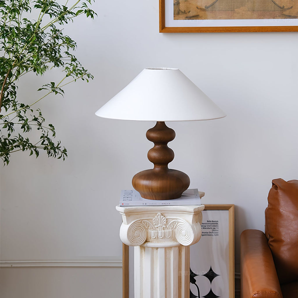 Creative Gourd Table Lamp | Metal, Ash Wood & Fabric | Walnut, Black or White