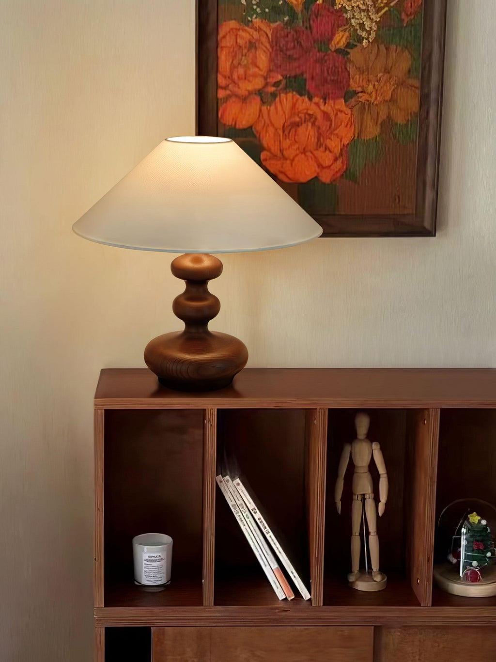 Creative Gourd Table Lamp | Metal, Ash Wood & Fabric | Walnut, Black or White