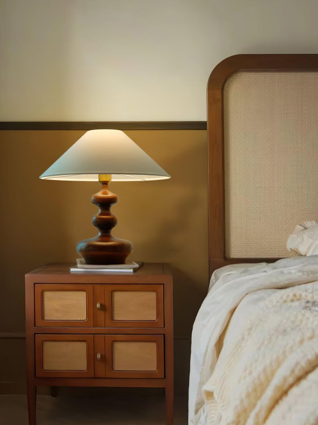 Creative Gourd Table Lamp | Metal, Ash Wood & Fabric | Walnut, Black or White