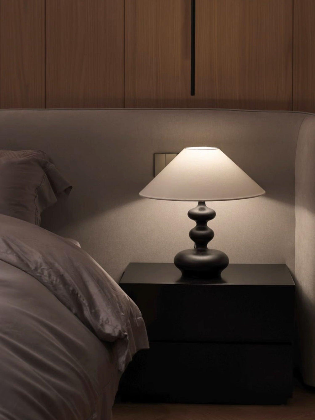 Creative Gourd Table Lamp | Metal, Ash Wood & Fabric | Walnut, Black or White