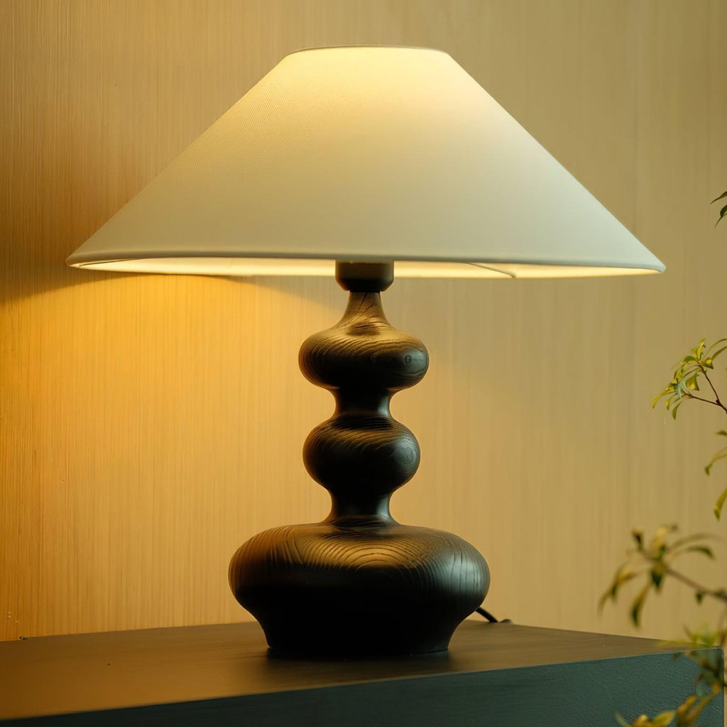 Creative Gourd Table Lamp | Metal, Ash Wood & Fabric | Walnut, Black or White