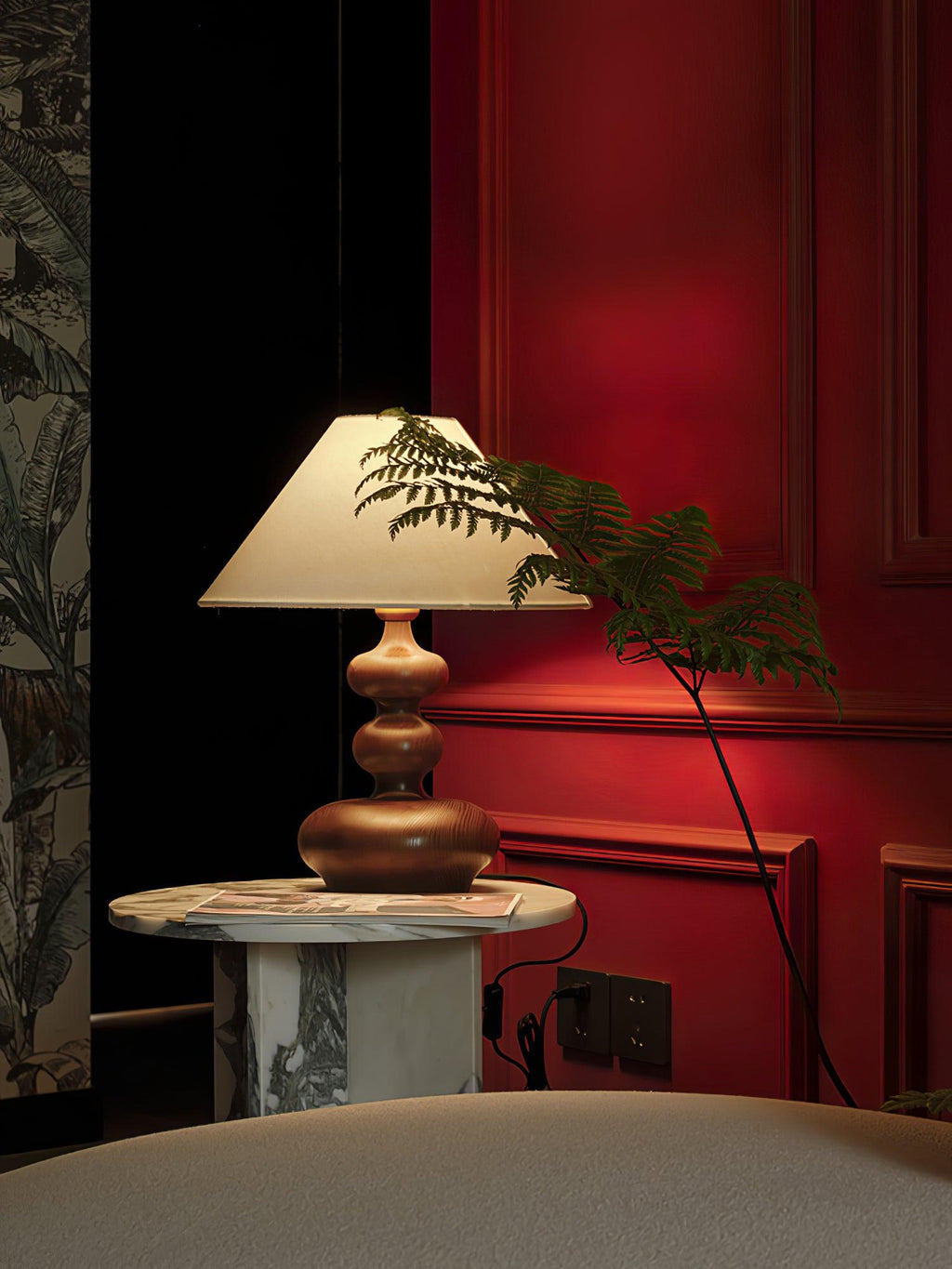 Creative Gourd Table Lamp | Metal, Ash Wood & Fabric | Walnut, Black or White