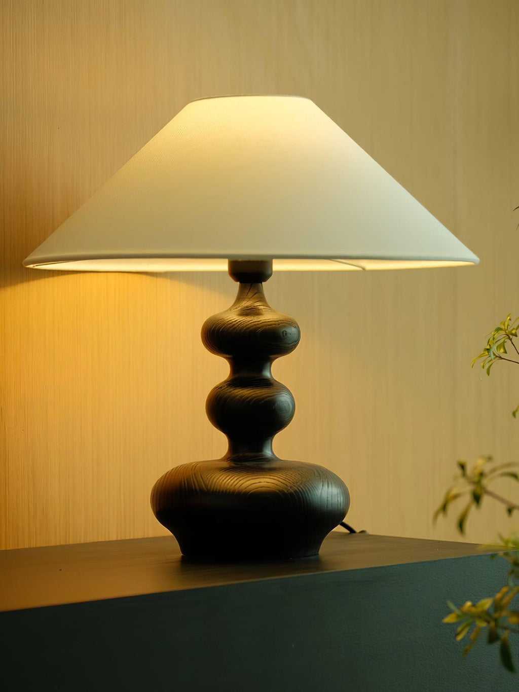 Creative Gourd Table Lamp | Metal, Ash Wood & Fabric | Walnut, Black or White