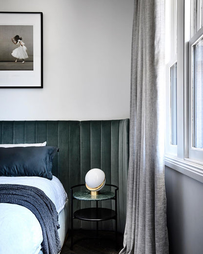 Crescent Table Lamp | Brushed Brass & White Acrylic | 30cm Diameter