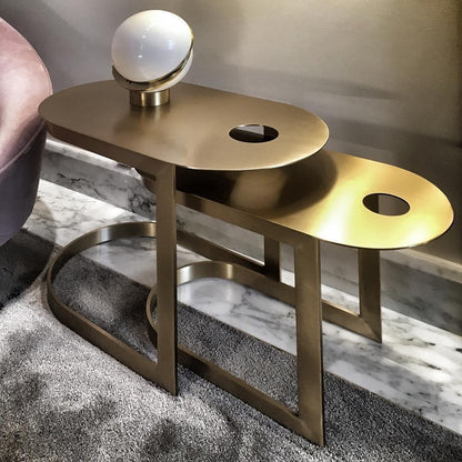 Crescent Table Lamp | Brushed Brass & White Acrylic | 30cm Diameter