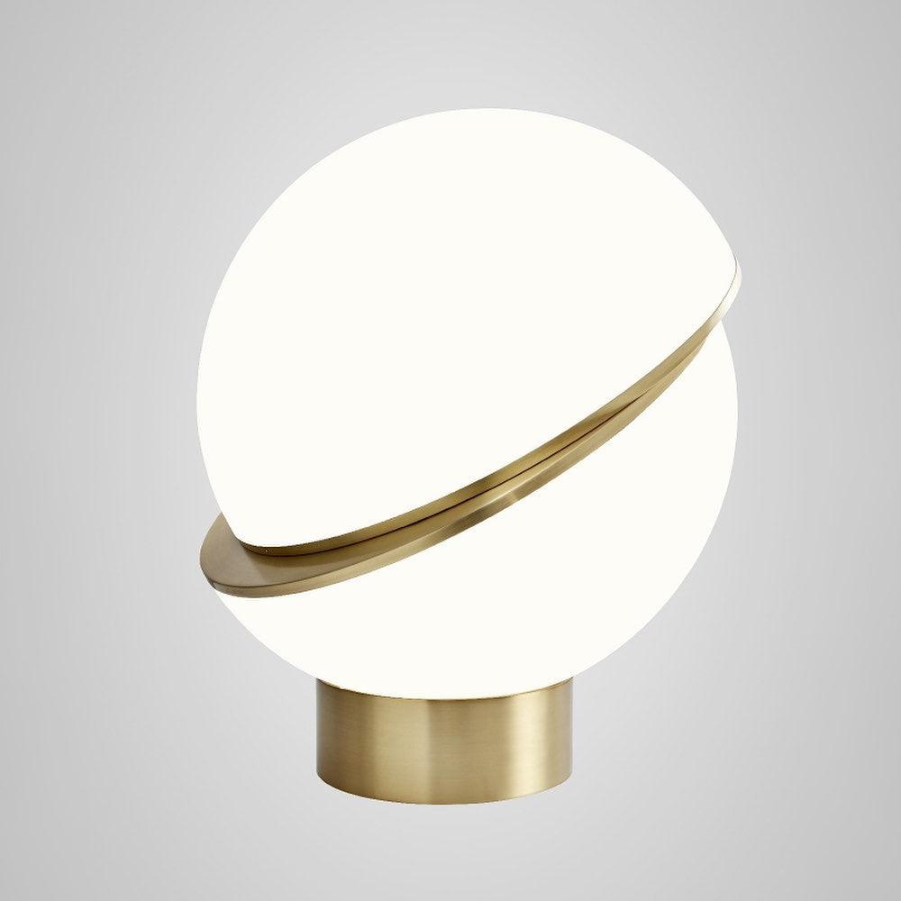 Crescent Table Lamp | Brushed Brass & White Acrylic | 30cm Diameter