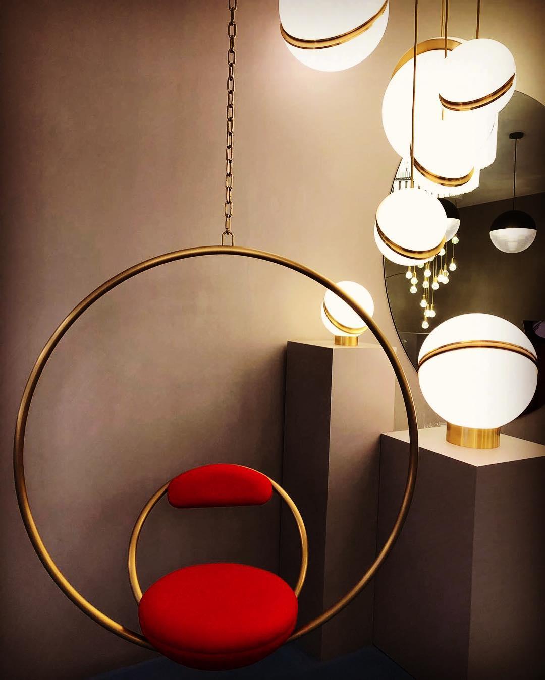 Crescent Table Lamp | Brushed Brass & White Acrylic | 30cm Diameter