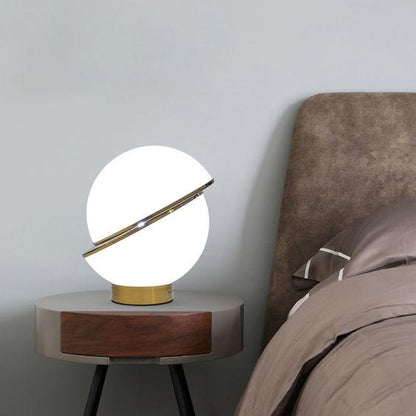 Crescent Table Lamp | Brushed Brass & White Acrylic | 30cm Diameter