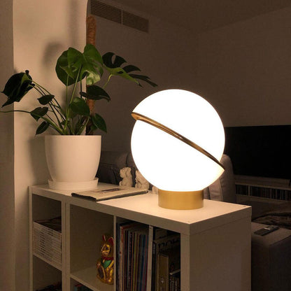 Crescent Table Lamp | Brushed Brass & White Acrylic | 30cm Diameter