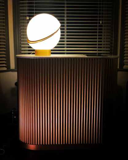Crescent Table Lamp | Brushed Brass & White Acrylic | 30cm Diameter