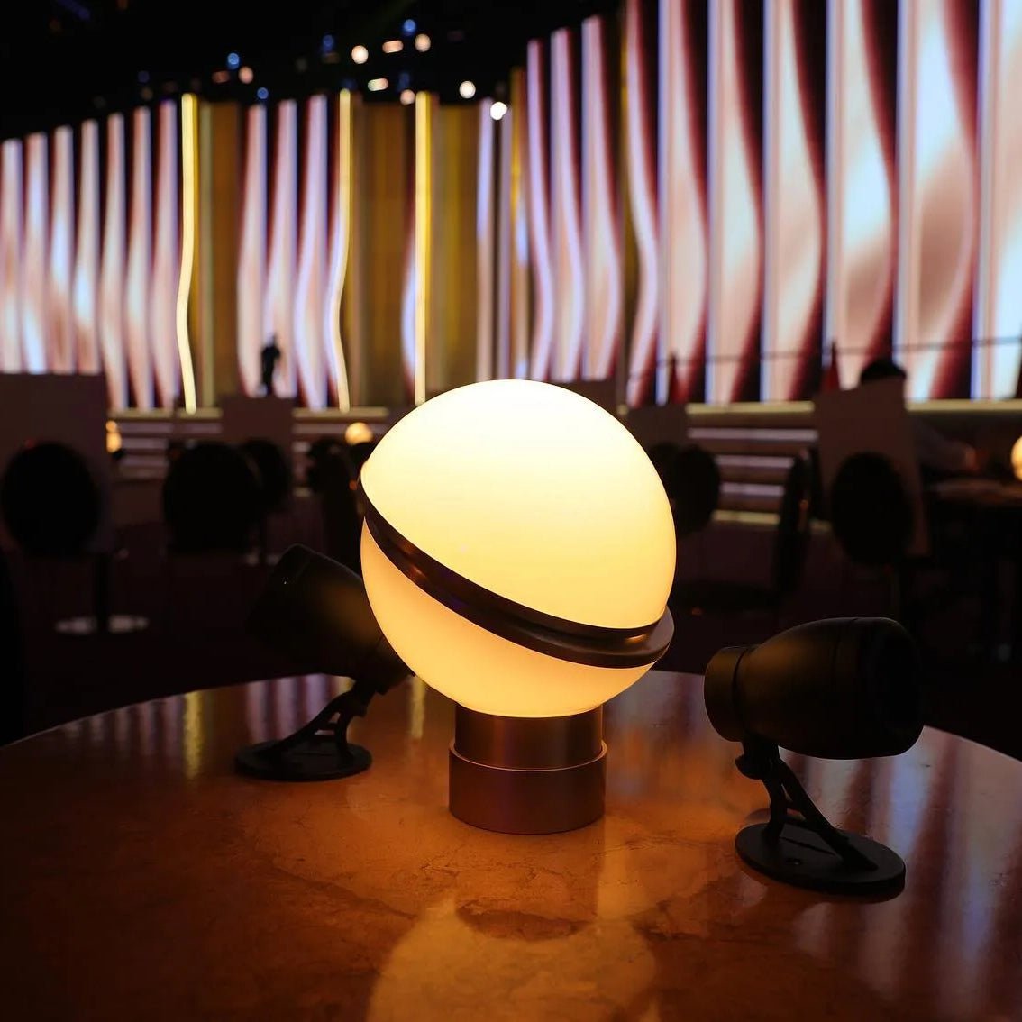 Crescent Table Lamp | Brushed Brass & White Acrylic | 30cm Diameter
