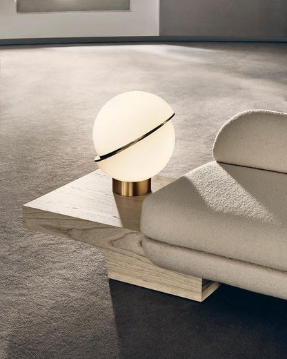 Crescent Table Lamp | Brushed Brass & White Acrylic | 30cm Diameter