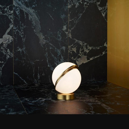 Crescent Table Lamp | Brushed Brass & White Acrylic | 30cm Diameter