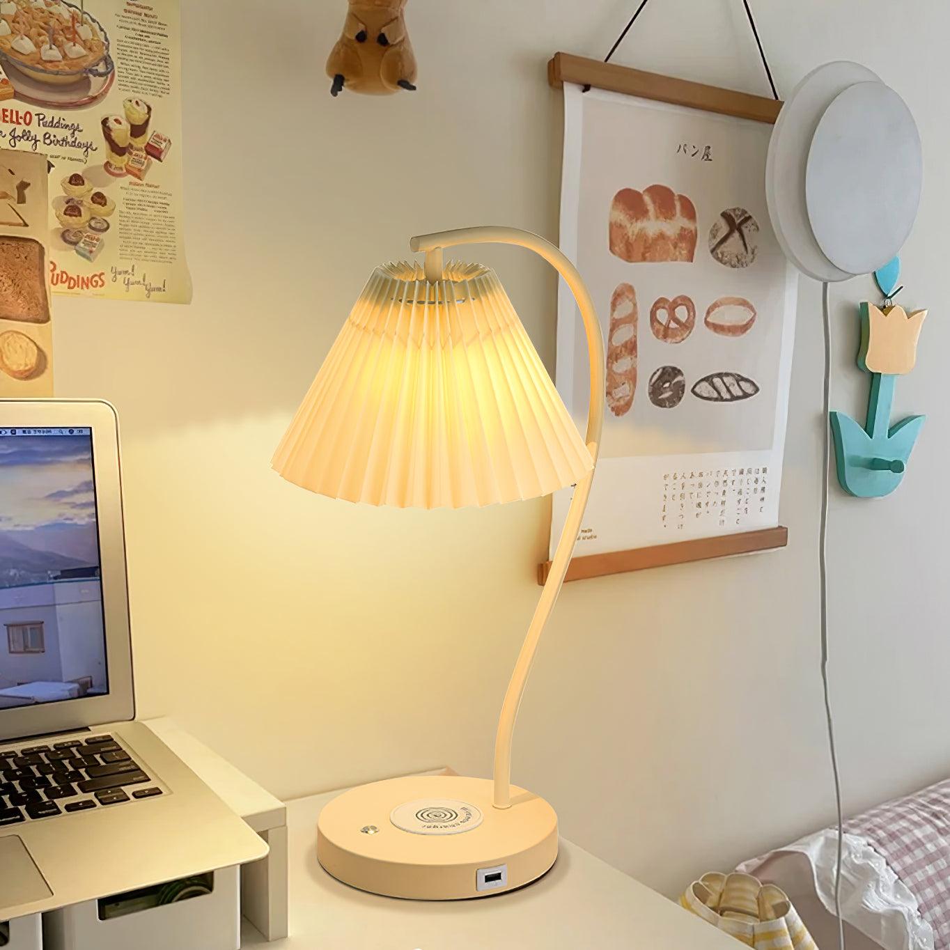 Crescini Table Lamp | Pleated Shade | White