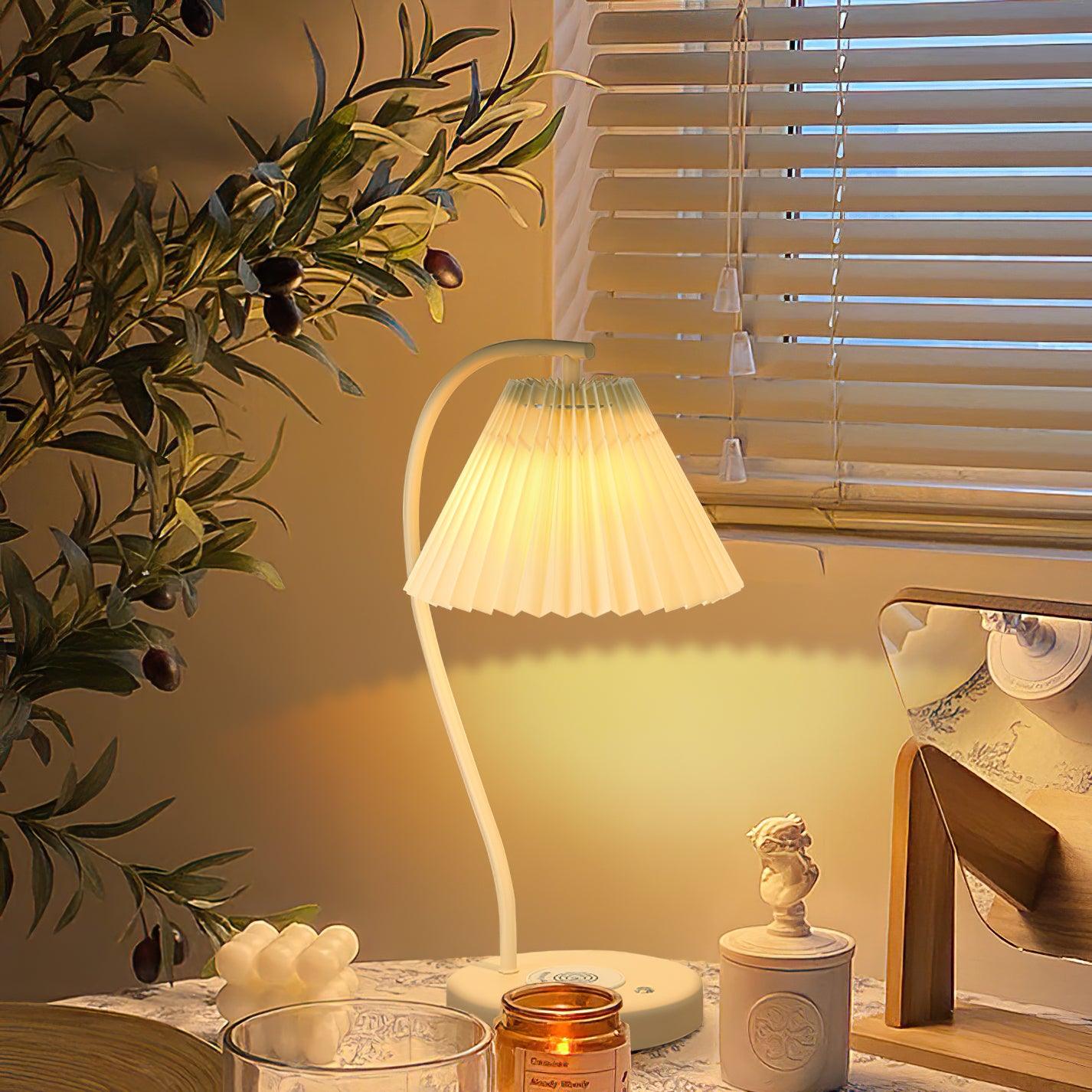 Crescini Table Lamp | Pleated Shade | White