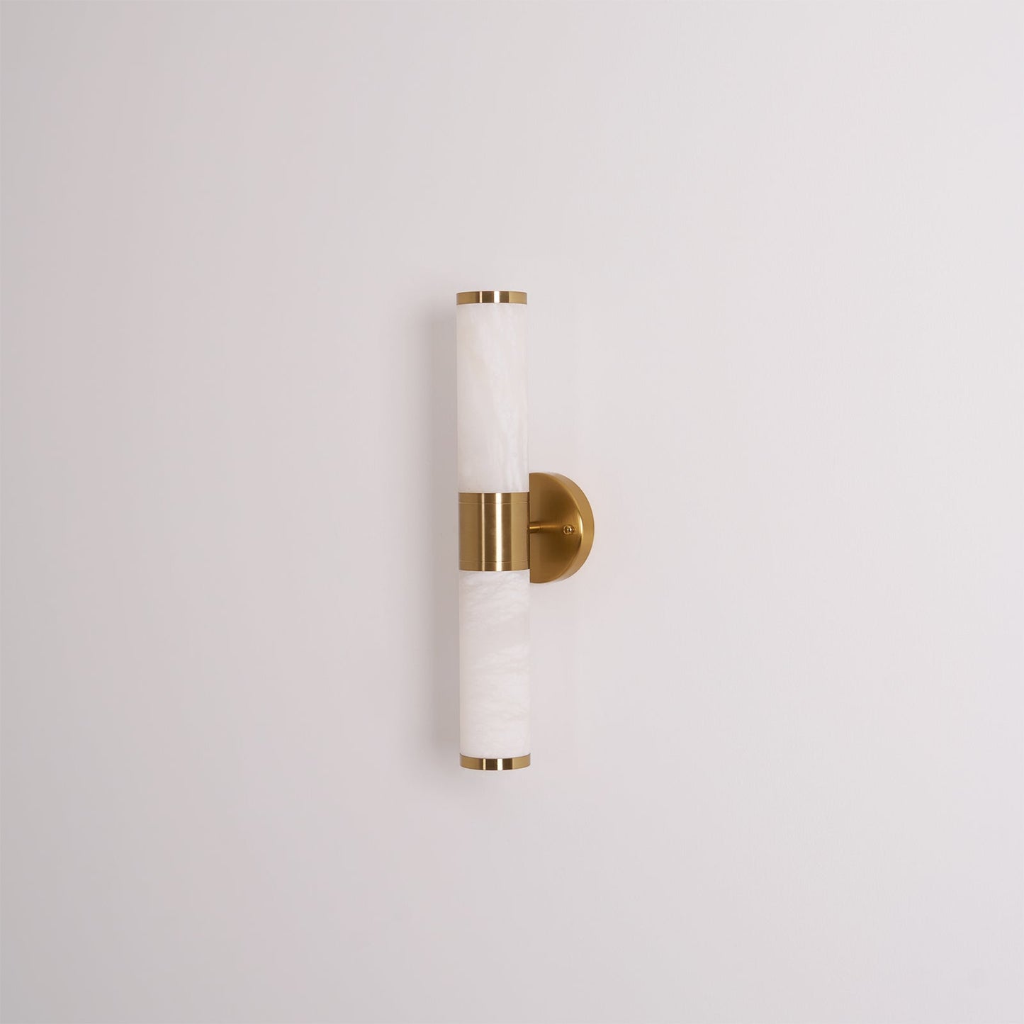 Alabaster Wall Lamp | Antique Brass Finish | White Shade