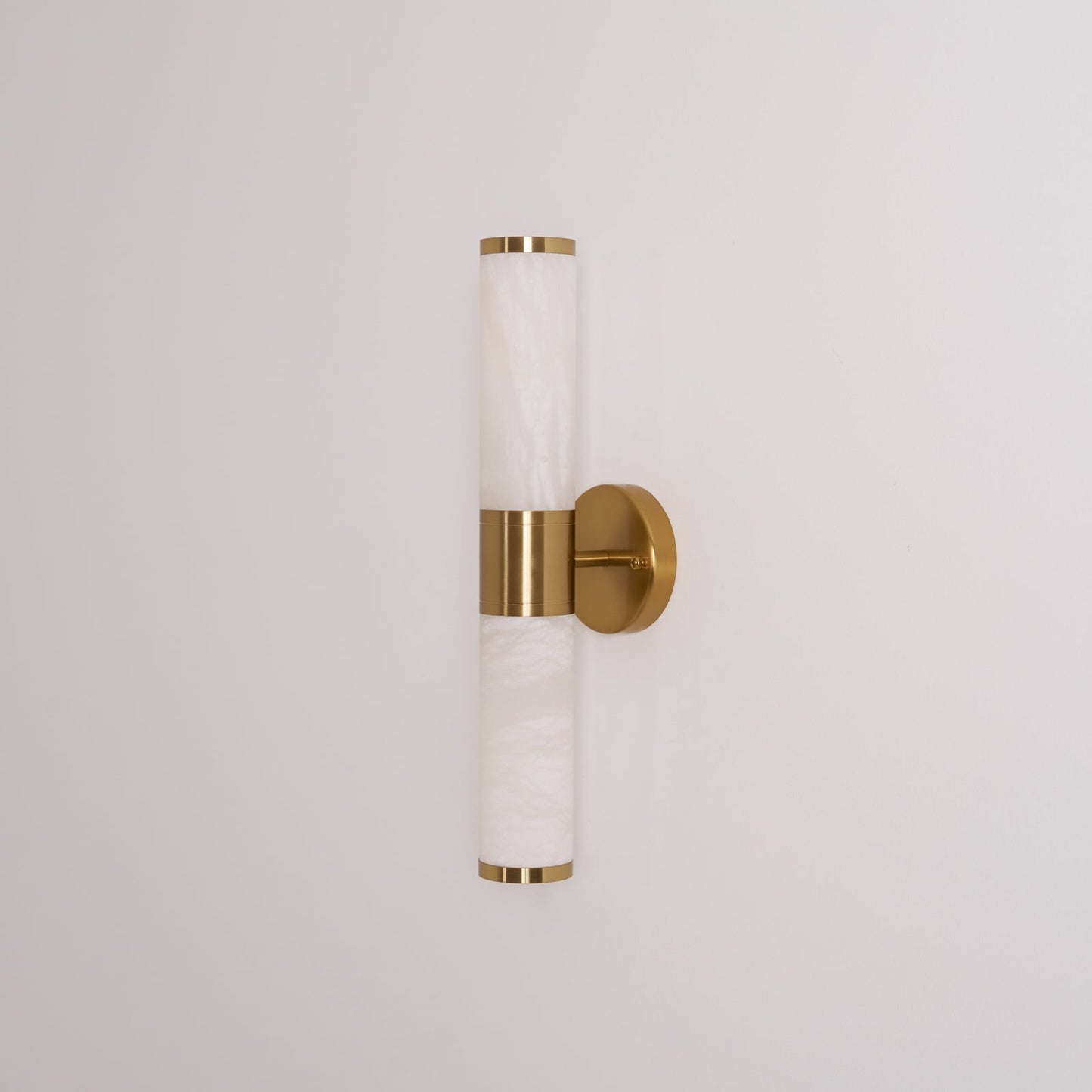 Alabaster Wall Lamp | Antique Brass Finish | White Shade