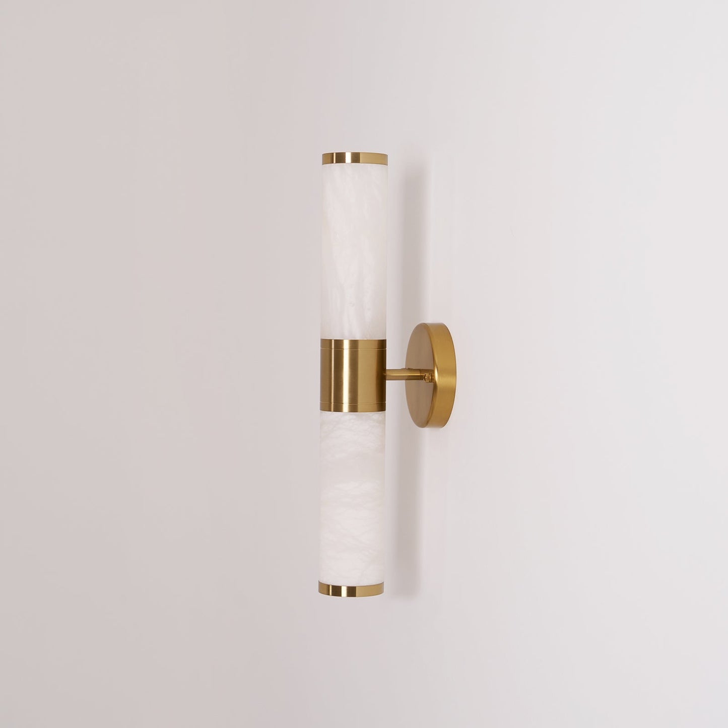 Alabaster Wall Lamp | Antique Brass Finish | White Shade