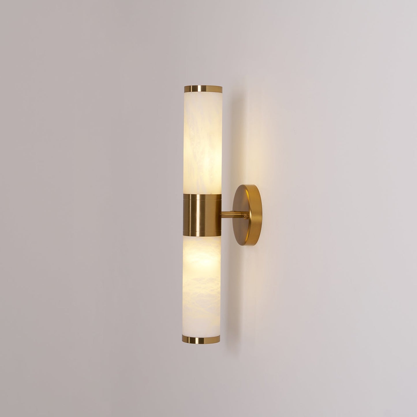Alabaster Wall Lamp | Antique Brass Finish | White Shade