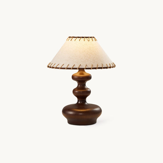 Crigler Table Lamp | Walnut Wood & Beige Fabric | Retro Design